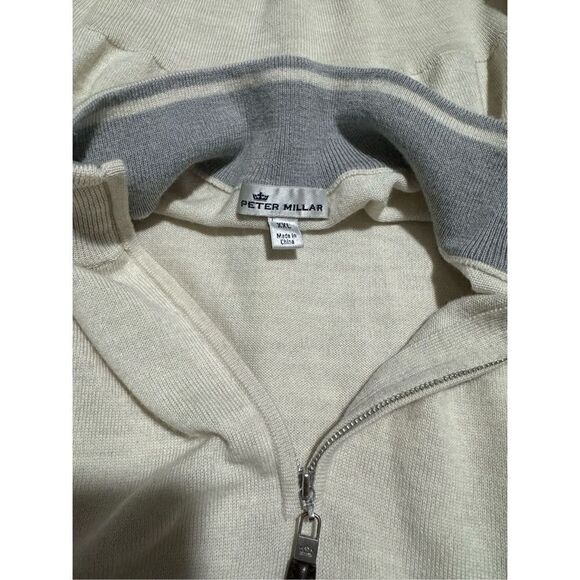 Peter Millar 1/4 zip pullover cream sweater merino wool silk blend XXL - Picture 3 of 7